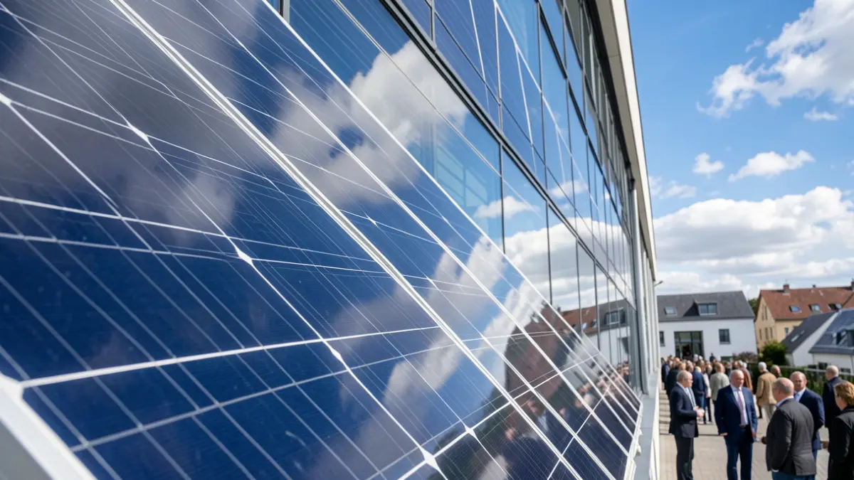 Generic image of solar panels integrated into a modern building facade.