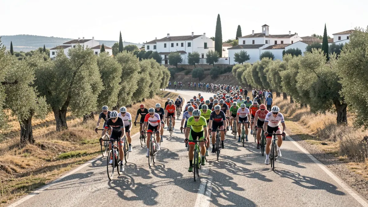 Image of the 2026 Tour of Spain crossing the province of Seville.