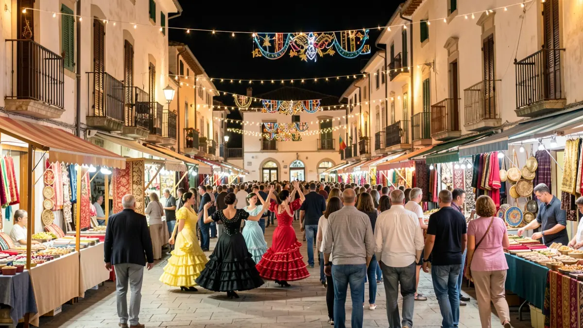 Noches de Embrujo in Manilva with flamenco, market, and special decorations.