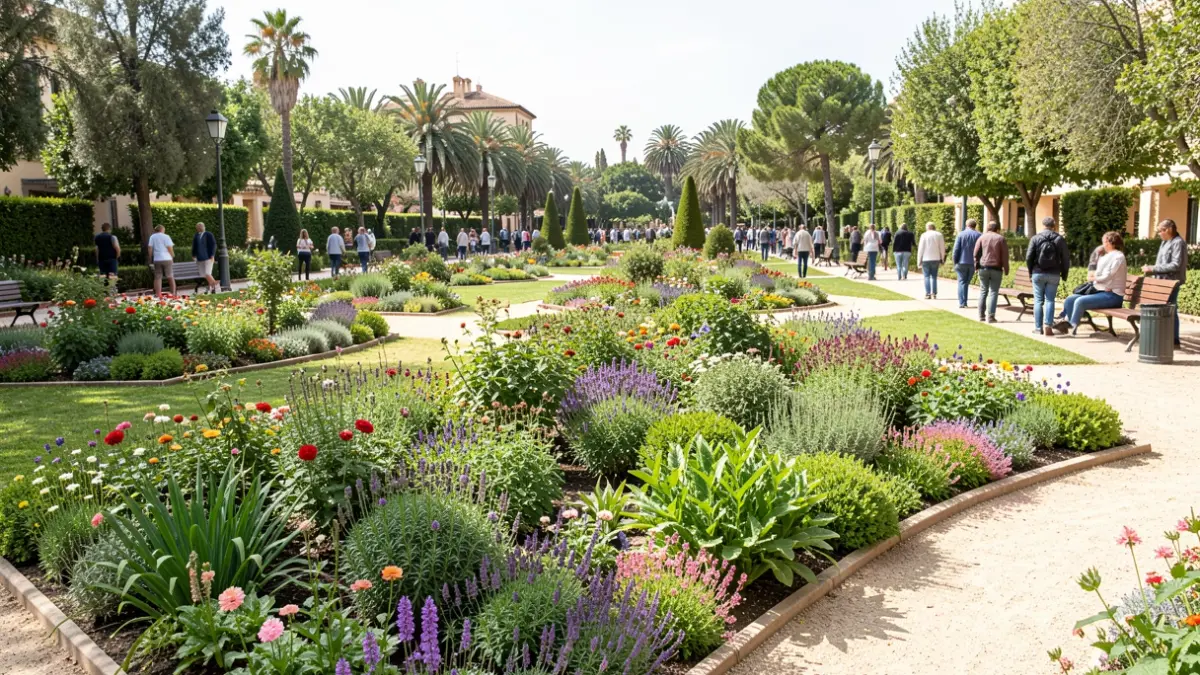 Imagen genérica de un parque público andaluz con zonas verdes cuidadas.