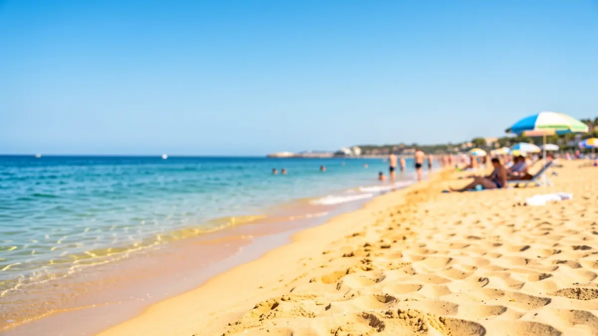 Generic image of a sunny beach in Marbella with the Mediterranean Sea.