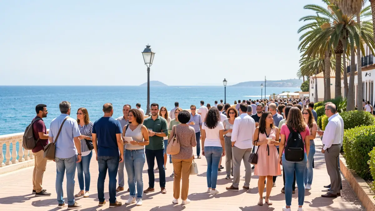 Generic image of people of diverse nationalities coexisting on the coast of Cadiz.