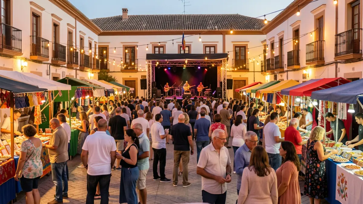 Imagen de la feria de Martos con vecinos y visitantes disfrutando de las casetas y el ambiente festivo.