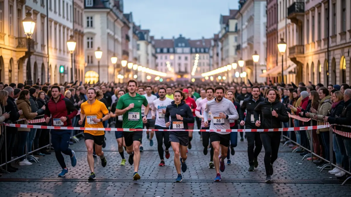 Imagen genérica de una carrera popular al atardecer.