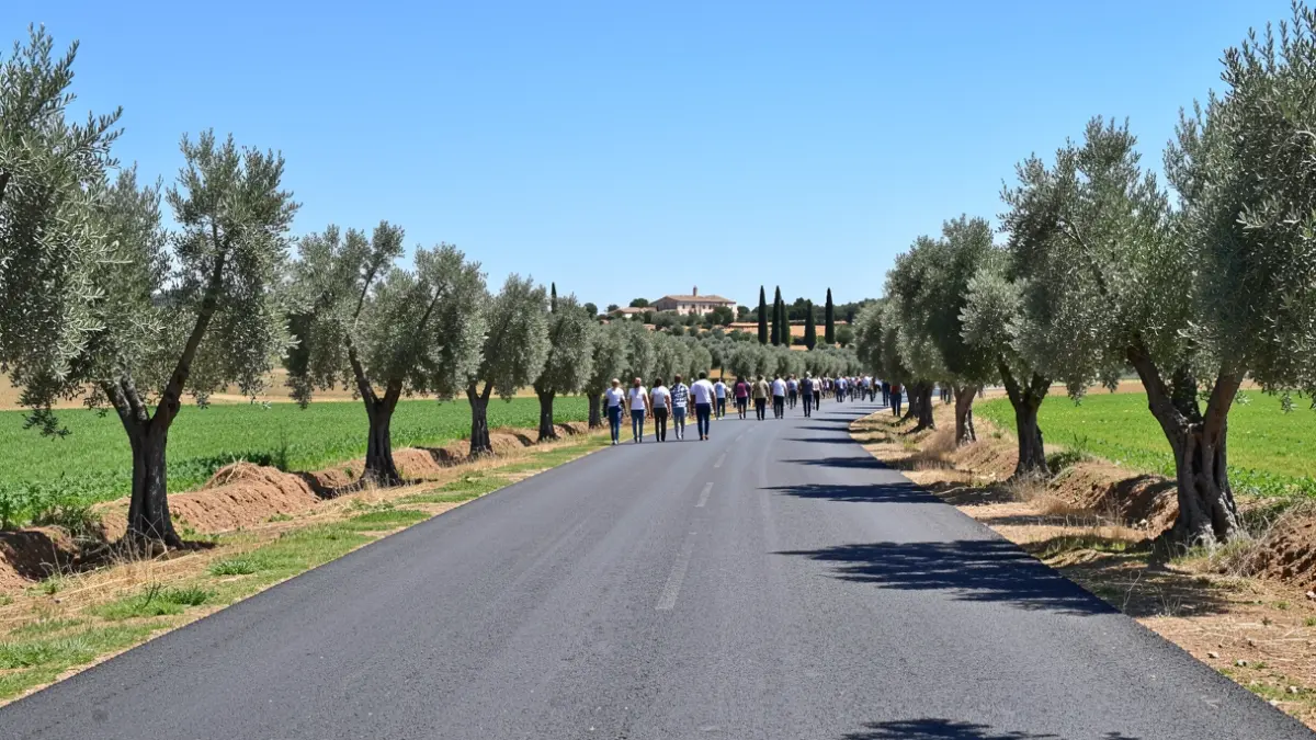 Camino rural recién asfaltado en la provincia de Granada.