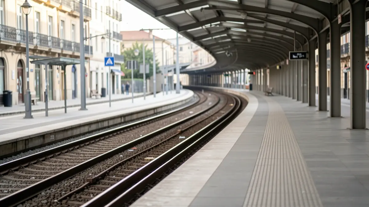 Imagen genérica de una estación de metro limpia y moderna con vías.