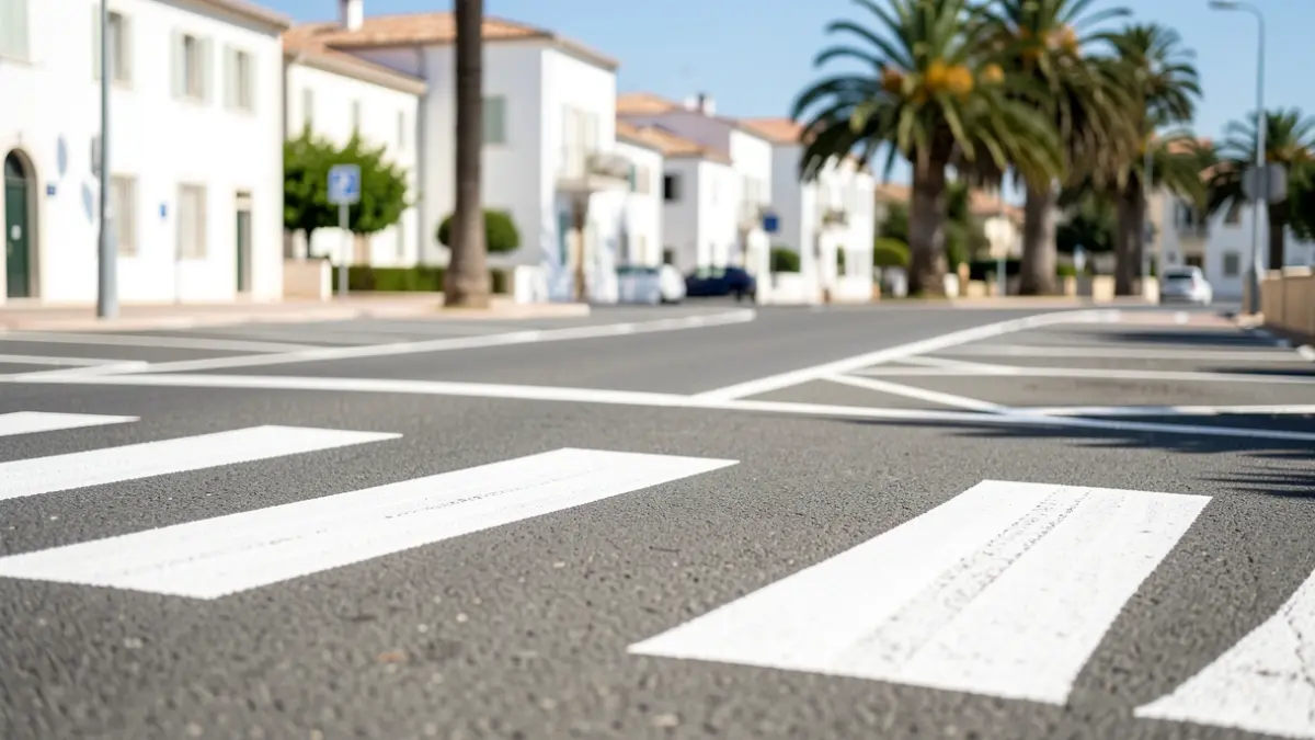 Generic image of horizontal road signage in a coastal municipality.