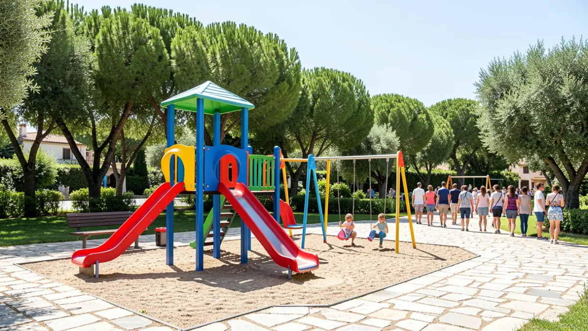 Imagen de un parque infantil renovado en una zona urbana de Motril.