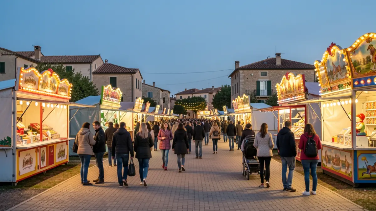 Motril fairgrounds adapted for the Patron Saint Festivals with paved paths and festive lights.