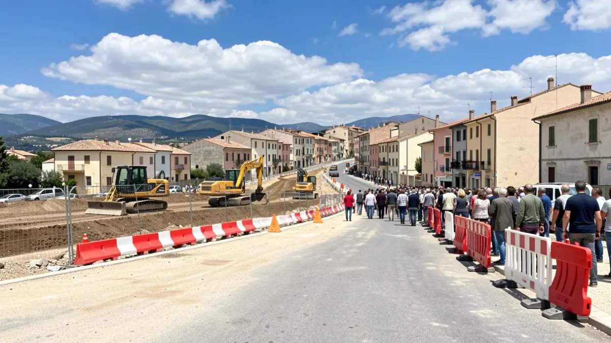 Imagen de las obras de construcción de una nueva calle en Nerja.