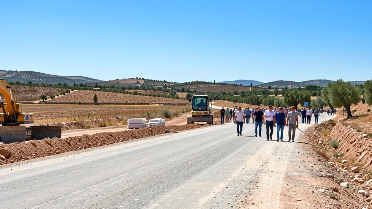 Imagen de obras en un camino rural en Níjar, Almería.
