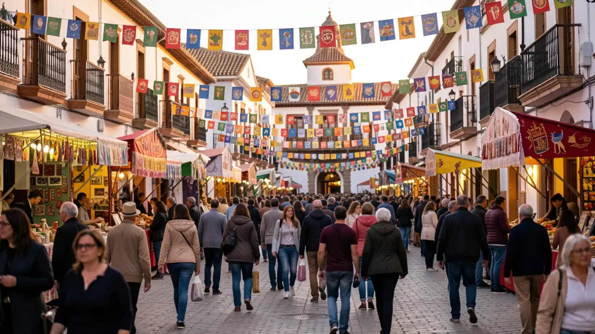 Imagen genérica de una plaza de pueblo andaluz durante una feria.