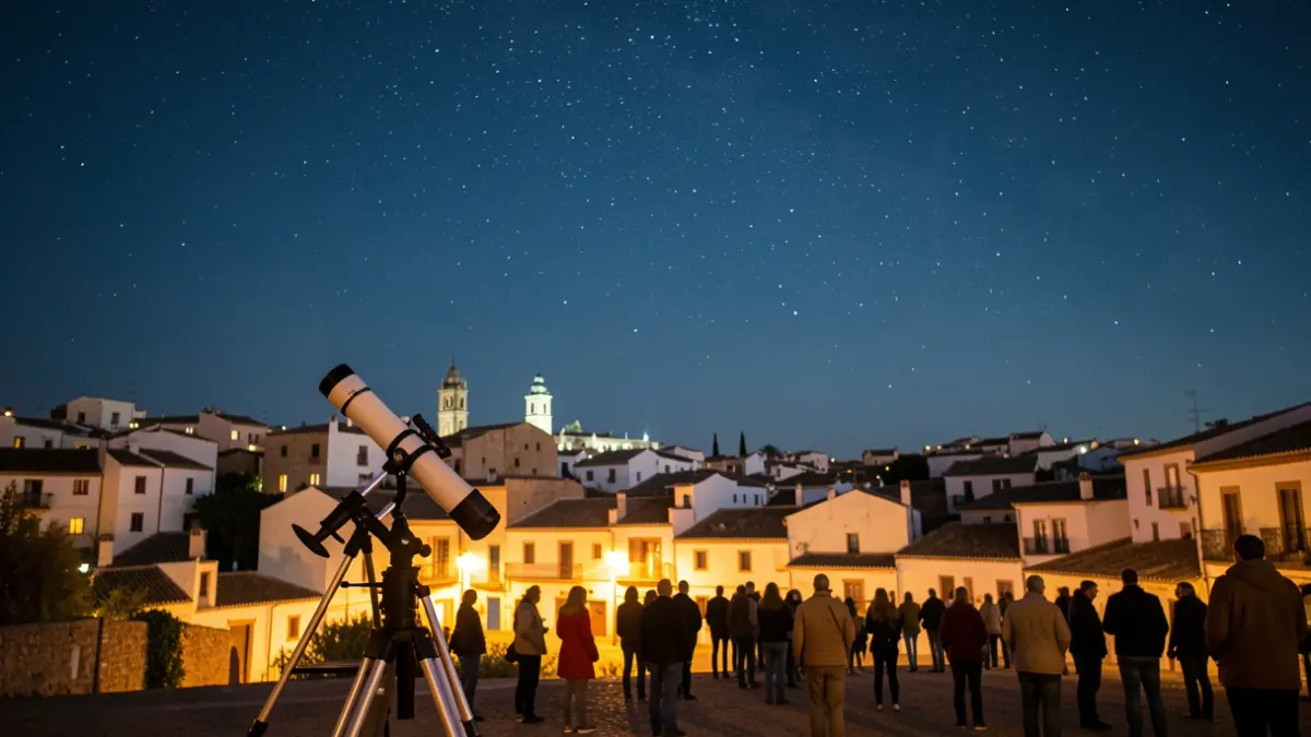 Noche de observación astronómica en Cenes de la Vega con telescopio.
