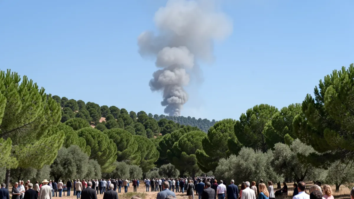 Generic image of smoke rising from a pine hillside in Andalusia.