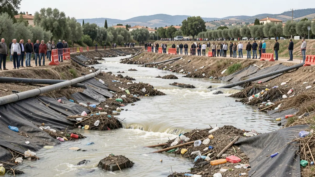 Image of repair works on the Monachil River after a spill.