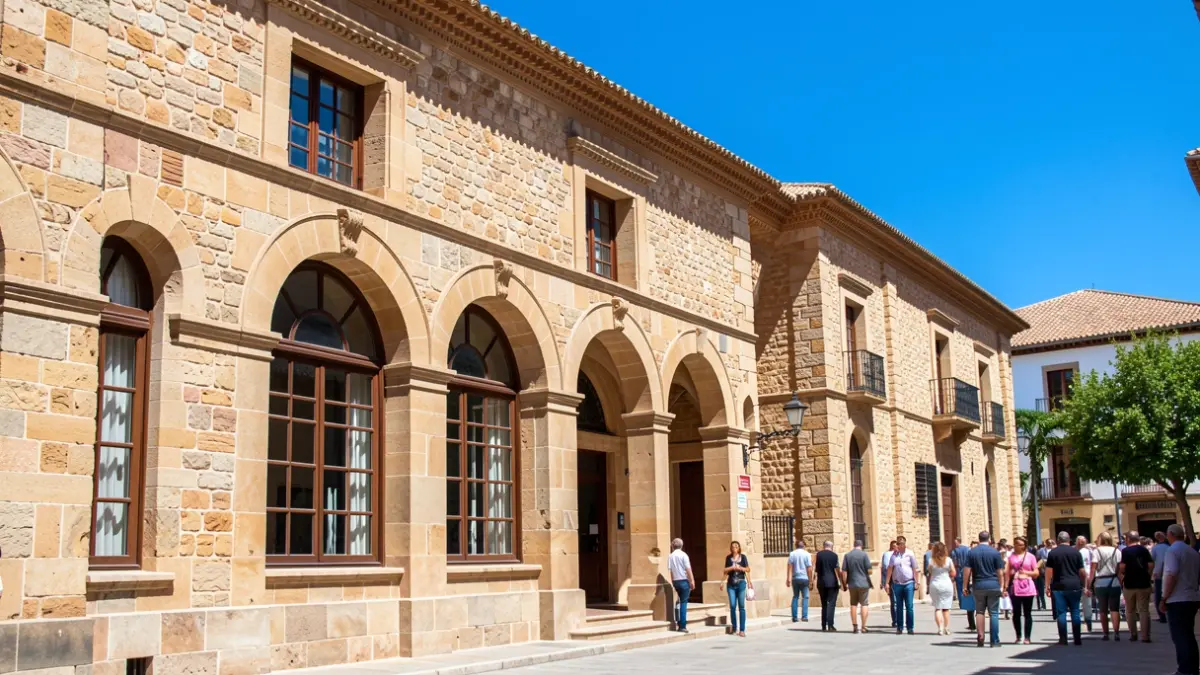Fachada de un edificio público con arquitectura andaluza.