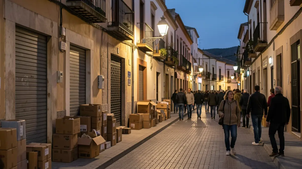 Generic image of cardboard containers on a street in Priego de Córdoba.