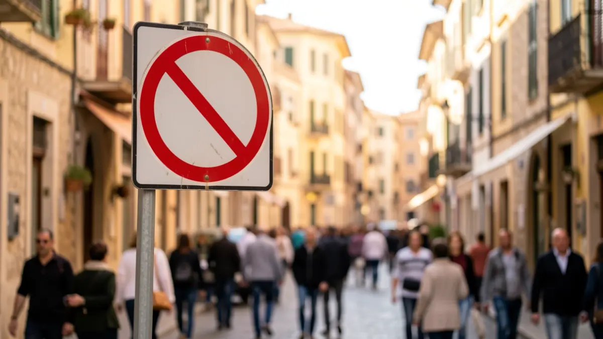 No parking sign on a street in Almería.