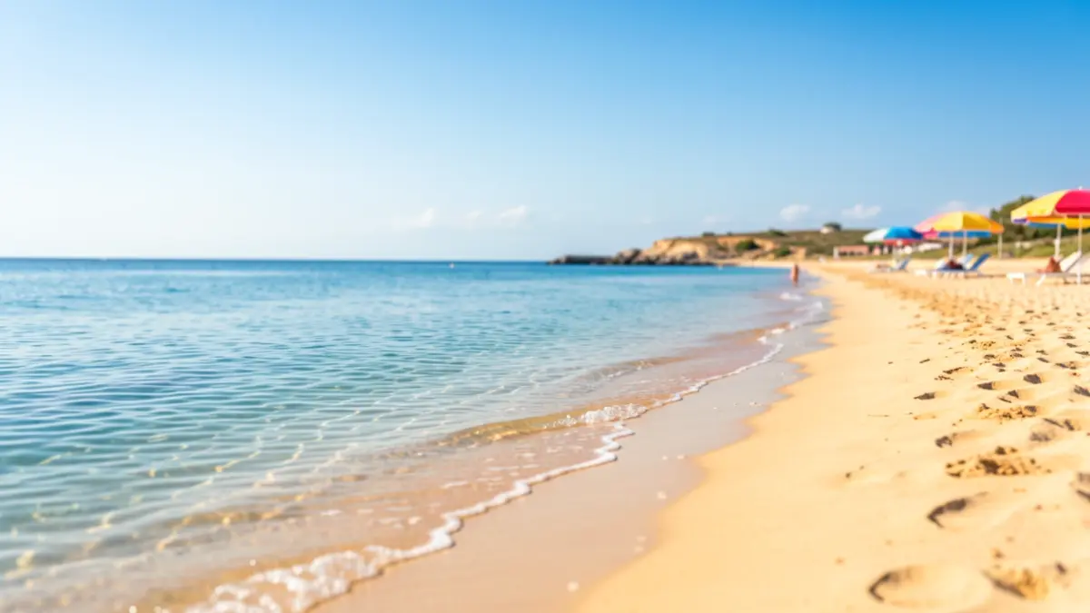Generic image of a Mediterranean beach with calm waters and golden sand.