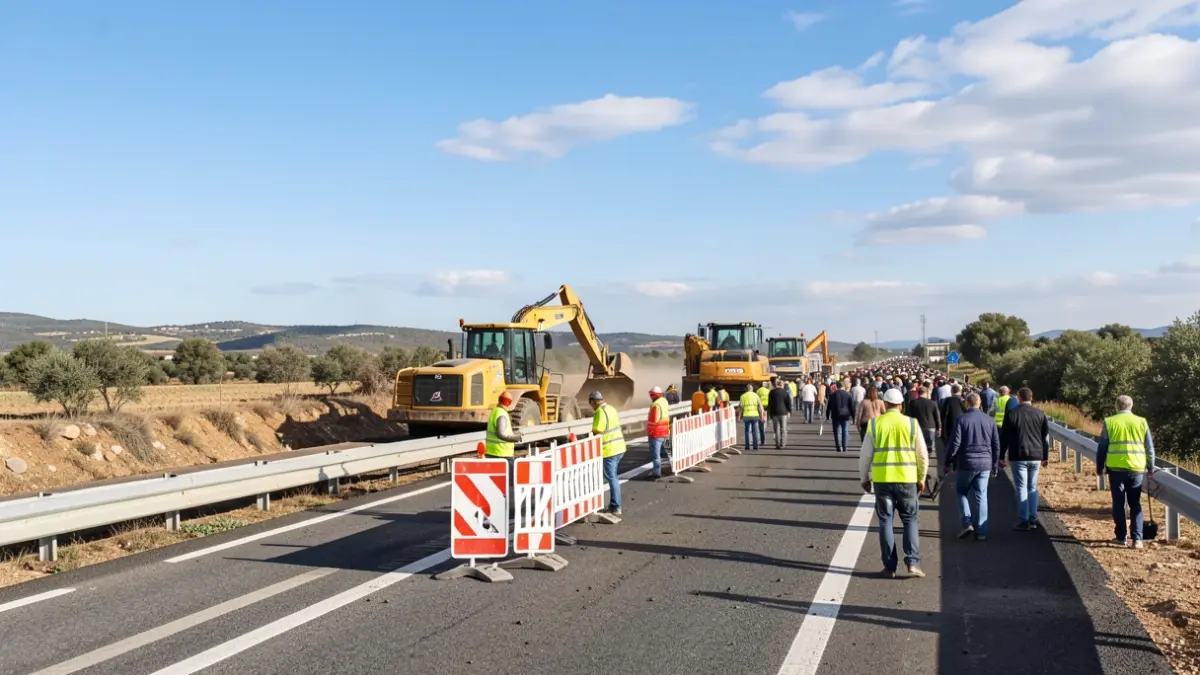 Generic image of roadworks on an Andalusian provincial highway.