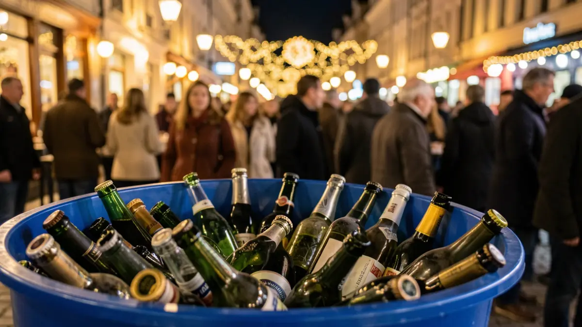 Imagen genérica de recogida de vidrio en un evento festivo.