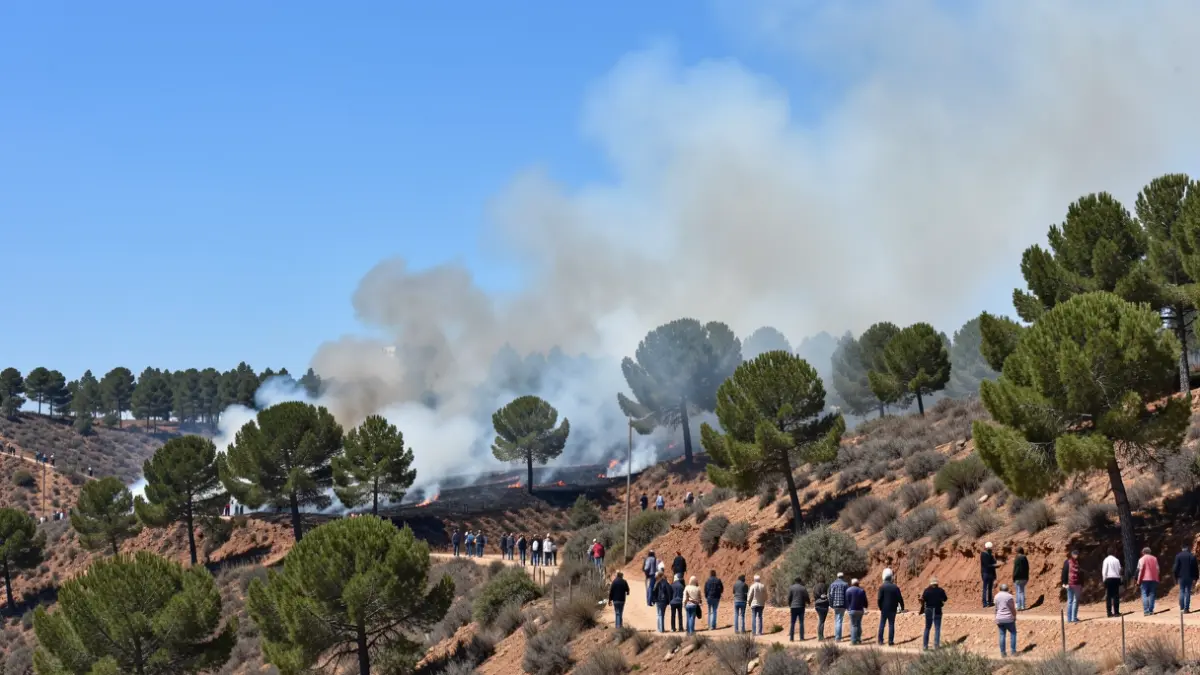 Generic image of a controlled forest fire on an Andalusian hillside.