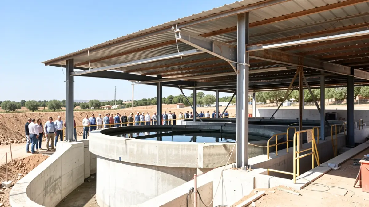 Obras de rehabilitación del depósito municipal de agua en Baza.