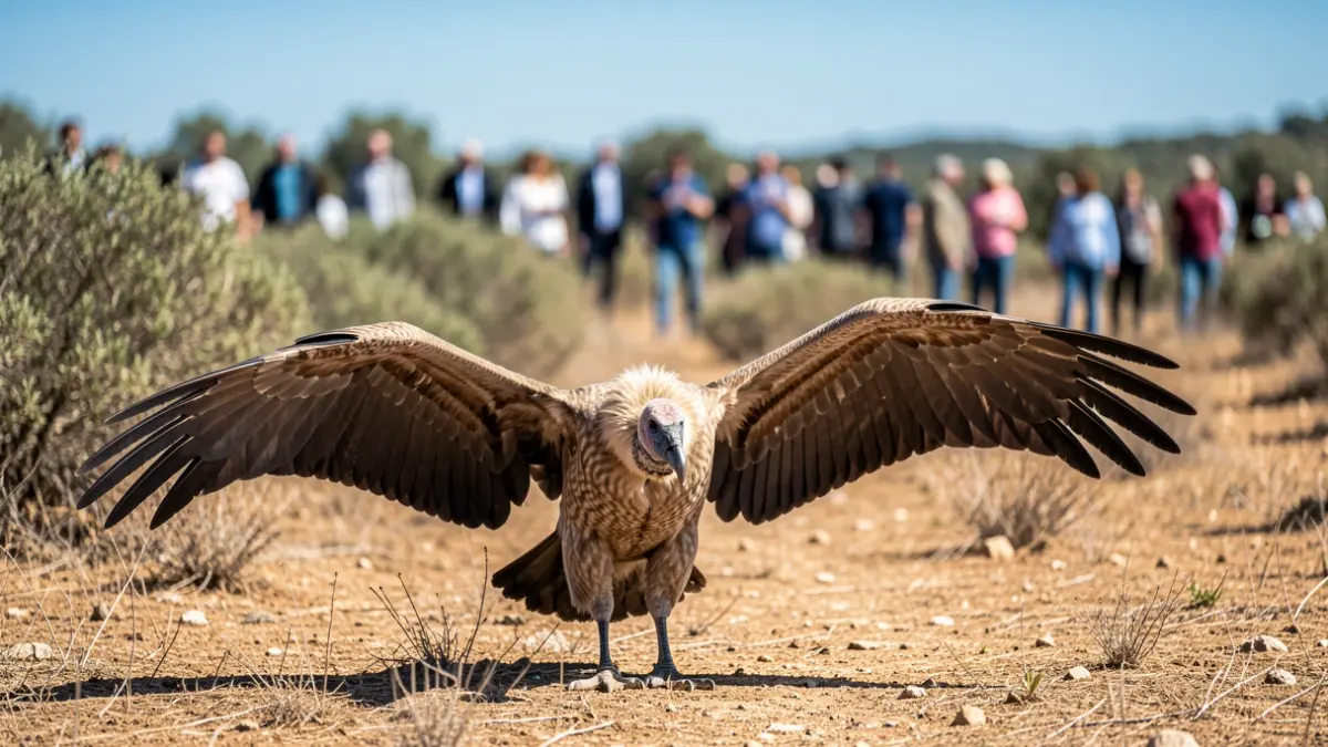 A vulture recovering at an Andalusian wildlife center.