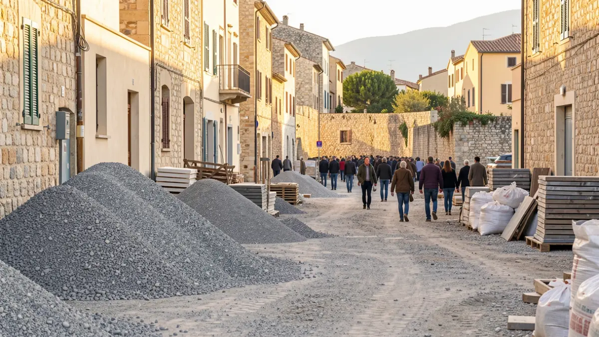 Vista de las obras de adecuación de un nuevo espacio de aparcamiento en una zona urbana.