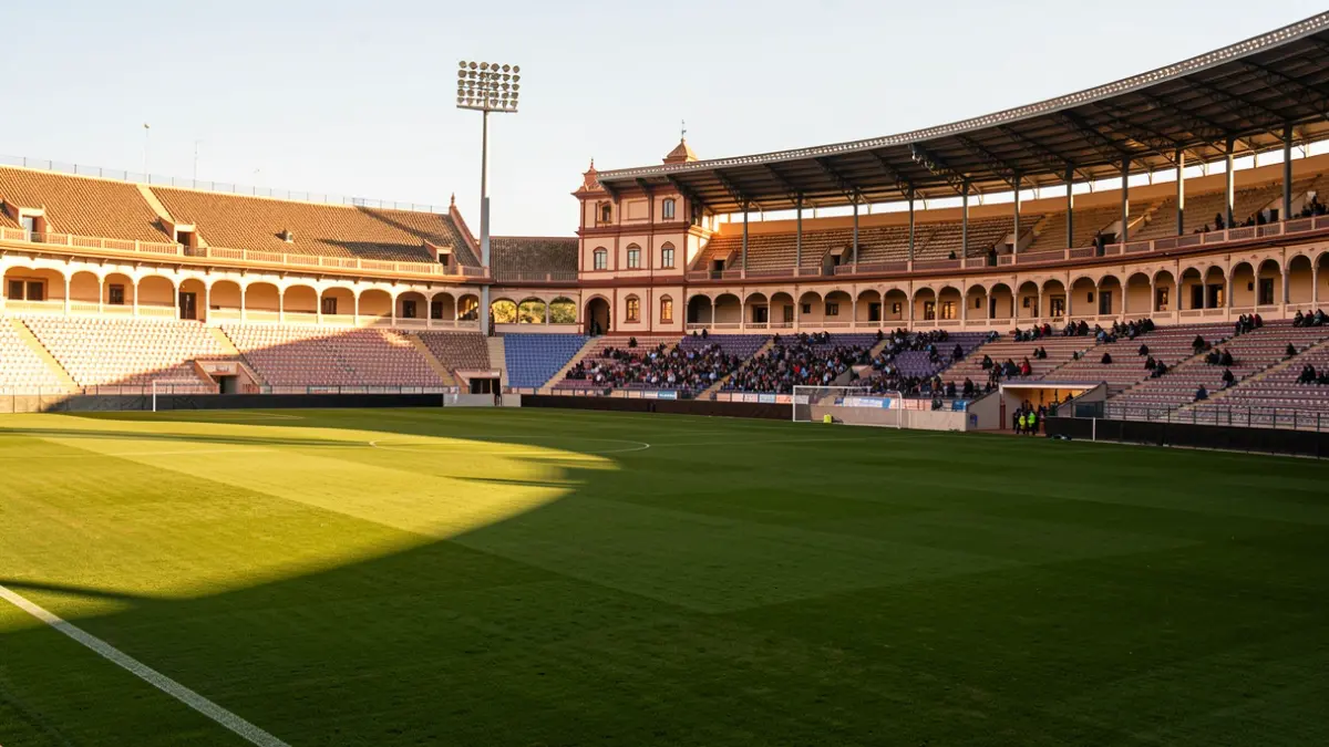 Generic image of an Andalusian sports stadium at sunset.