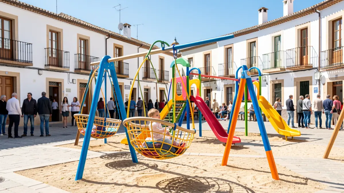 Image of a children's playground in San Fernando featuring basket swings for babies.