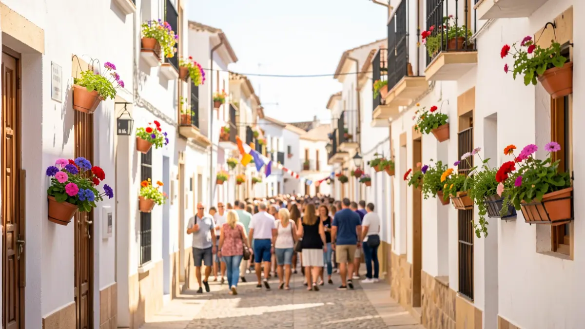 Generic image of a street in Sanlúcar de Barrameda during a solidarity fair.