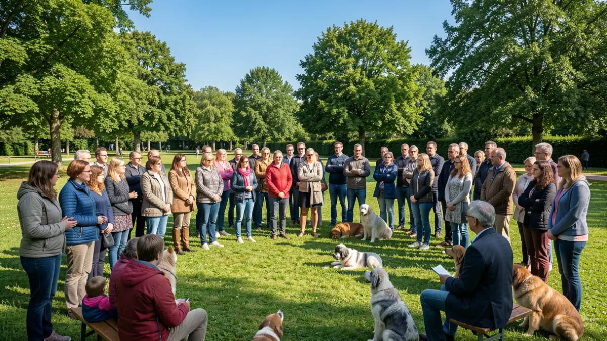 Generic image of families participating in an outdoor educational event about dogs.