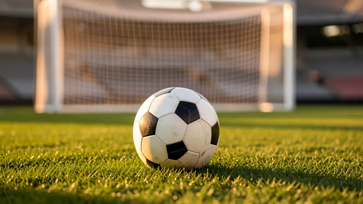 Generic image of a soccer ball on a stadium field.