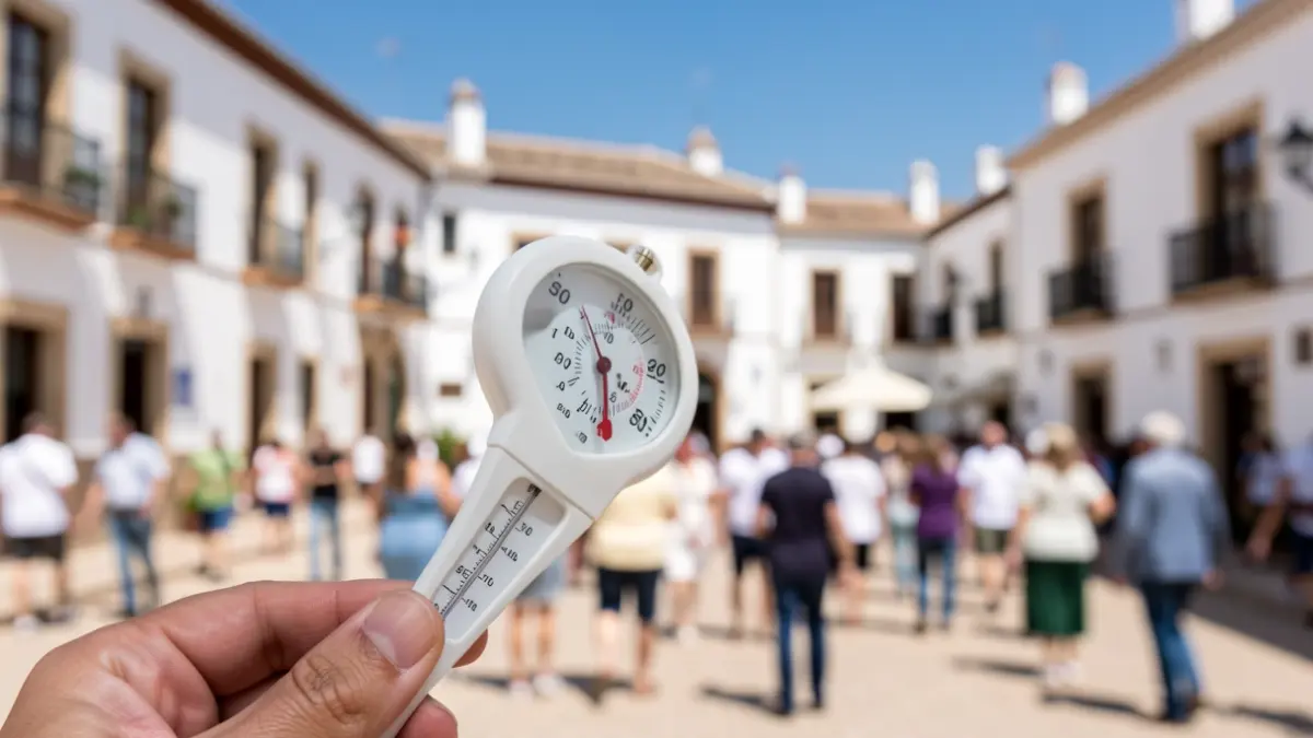 Thermometer showing high temperature in an Andalusian town.