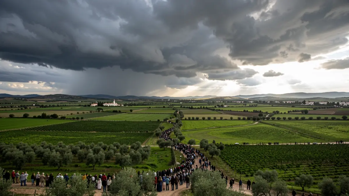 Imagen genérica de nubes de tormenta sobre un valle andaluz.