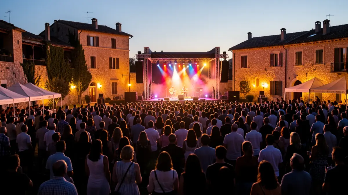 Imagen genérica de un concierto al aire libre en un recinto con público.