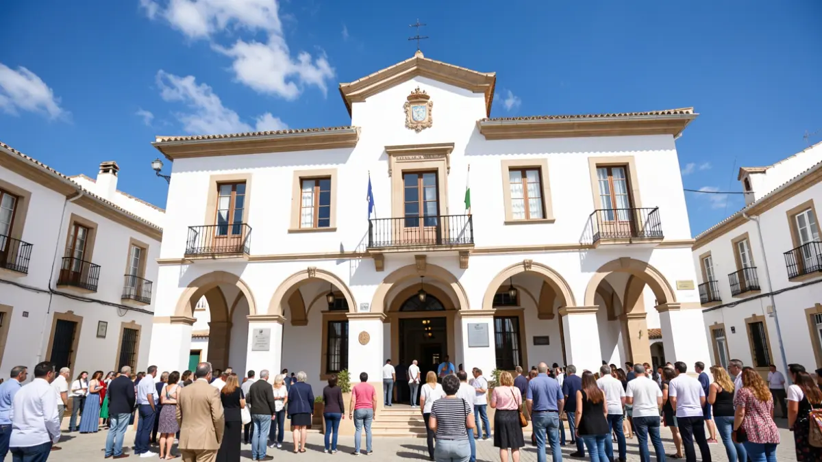 Facade of the Tarifa City Hall, an Andalusian-style official building.