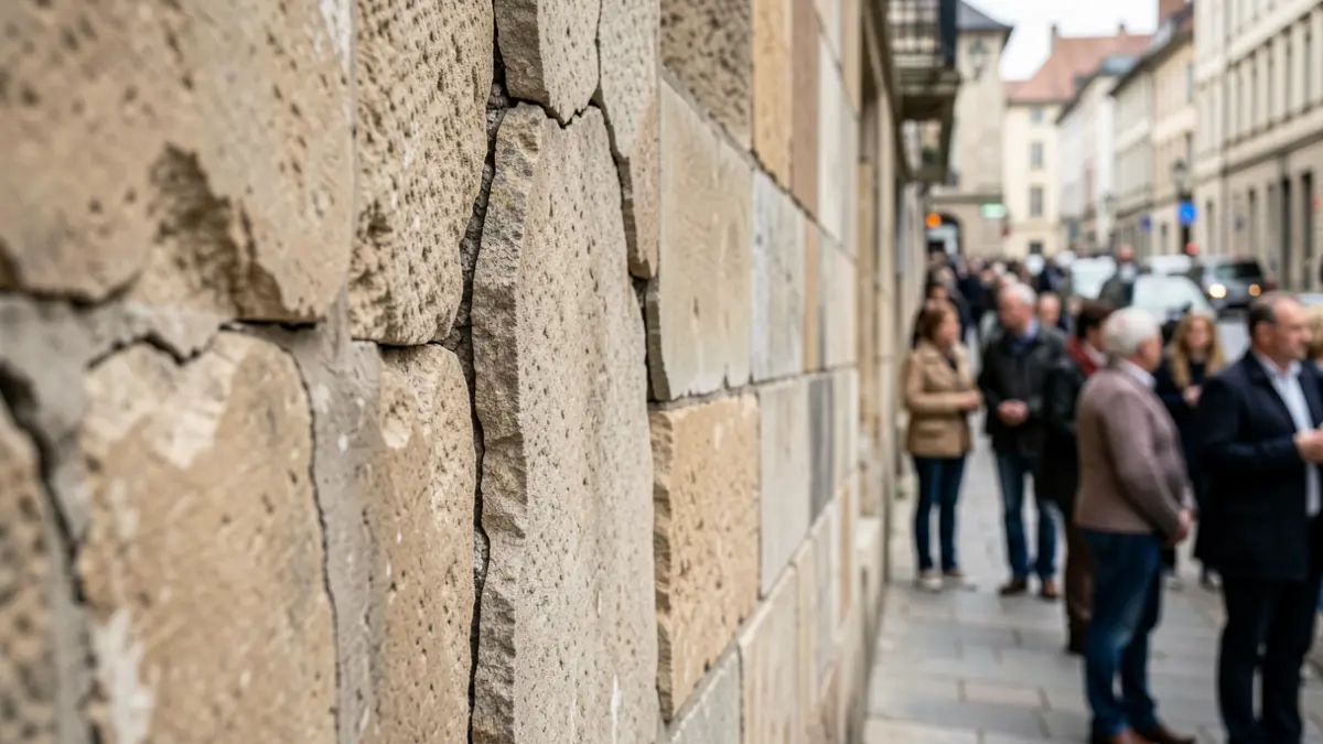 Imagen genérica de una pared de piedra agrietada por un terremoto.