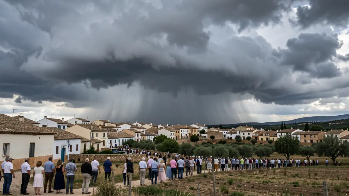 Imagen genérica de una tormenta de verano sobre un pueblo andaluz.