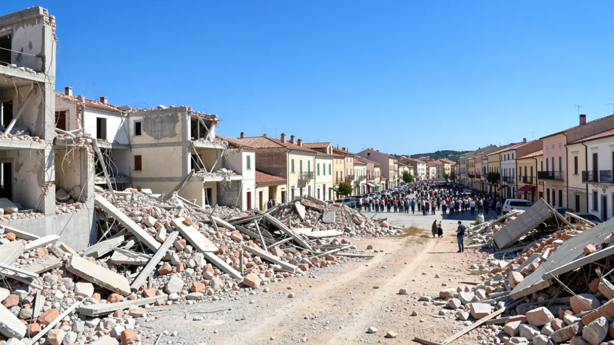 Imagen de la demolición de edificios abandonados en Torremolinos para crear una futura manzana social.