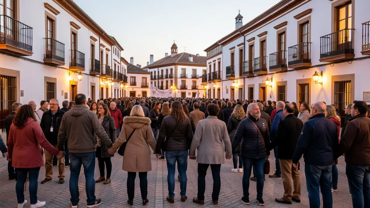 Concentración pacífica en una plaza andaluza al atardecer en apoyo a Ceuta.