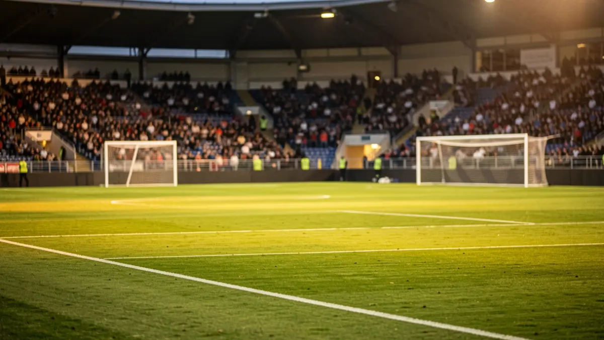 Generic image of a football pitch at sunset.