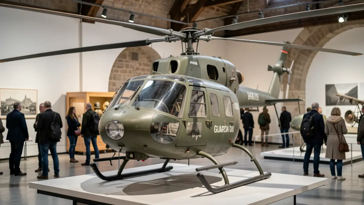 Guardia Civil helicopter on display at the future Base Forum museum in Rota.
