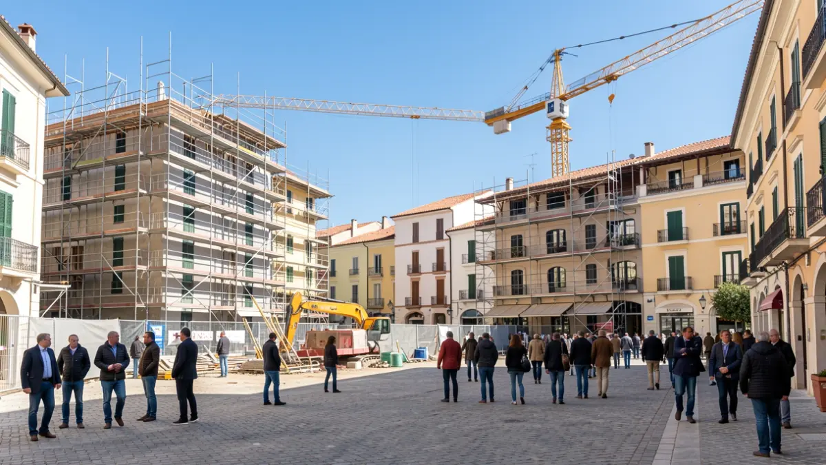 Obras de construcción de viviendas en la barriada El Pilar de Chiclana.