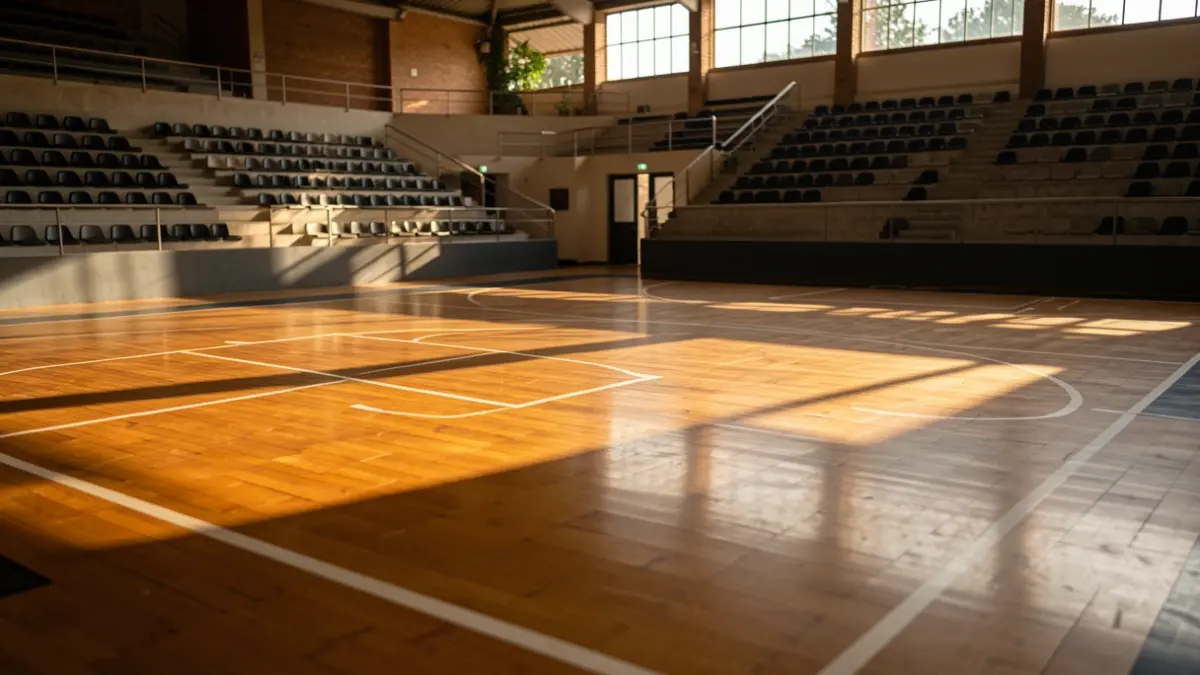 Empty basketball court in the Vista Alegre pavilion in Córdoba.