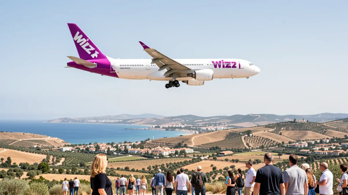 Avión de Wizz Air volando sobre Andalucía.