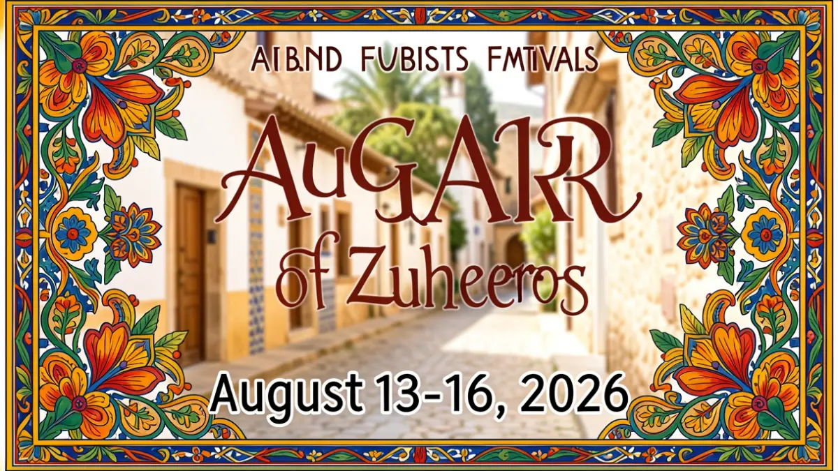 Cartel anunciador de la Feria y Fiestas de Zuheros 2026, obra de Marta Campos Moreno.
