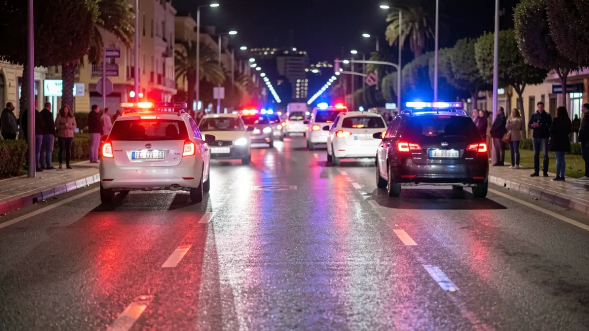 Imagen genérica de retención de tráfico en la Circunvalación de Granada con luces de emergencia.