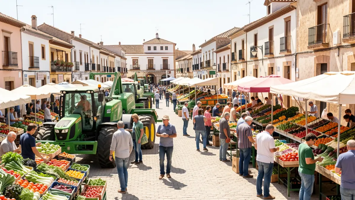 Imagen de la feria agrícola Agropriego con maquinaria y productos.